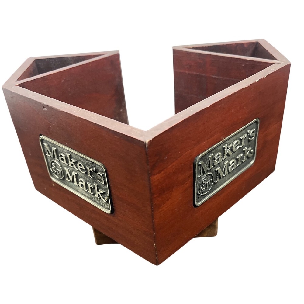 Makers Mark Bourbon Whiskey Wood Bar Caddy Napkin Holder 2005 Heritage Sign
